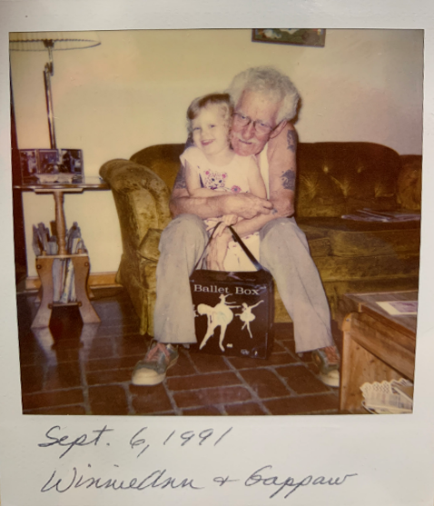 Winnie Shouse is shown with her grandfather in a 1991 photo