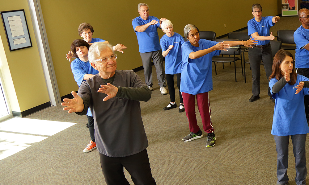 A tai chi class, one of the many patient support opportunities available at Norton Neuroscience Institute