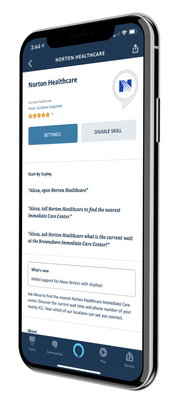Search Norton Healthcare in Alexa App
