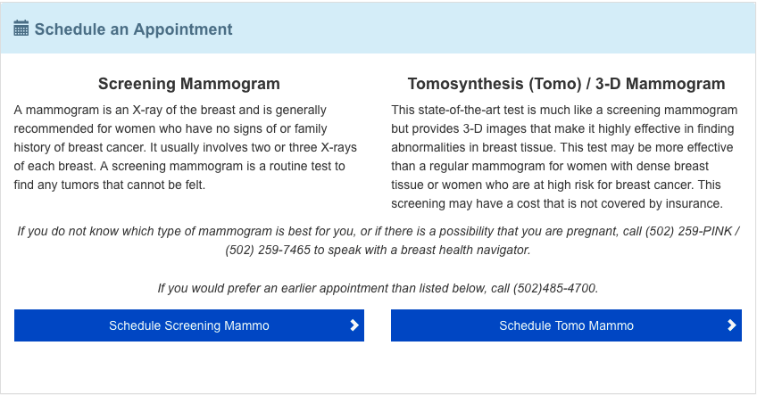 mammogram appointment